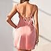 Sequin Lingerie for Women Solid Sexy Deep V Full Slip Chemises Fashion Backless Pajama Dress Boudoir Lingeries Pink