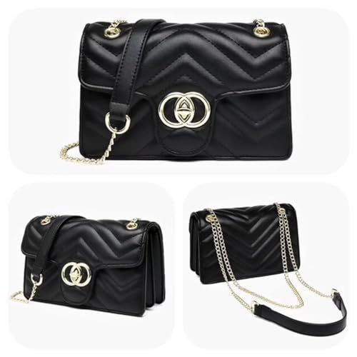 Quilted Crossbody Bag Vegan Leather Trendy Shoulder Purse with Chain Strap Stylish Clutch Purse for Women Ladies2