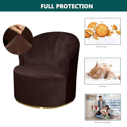 Funda para silla de barril en terciopelo elástico de alta gama color blanco puro 7