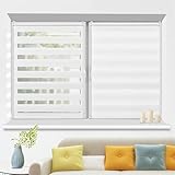 HOMEDEMO Doppelrollo Klemmfix ohne Bohren & mit Bohren, Rollos für Fenster und Tür, 55x130cm (Stoffbreite 55cm, Weiß), Duo Rollo Klemmrollo, Fensterrollo Sichtschutz lichtdurchlässig