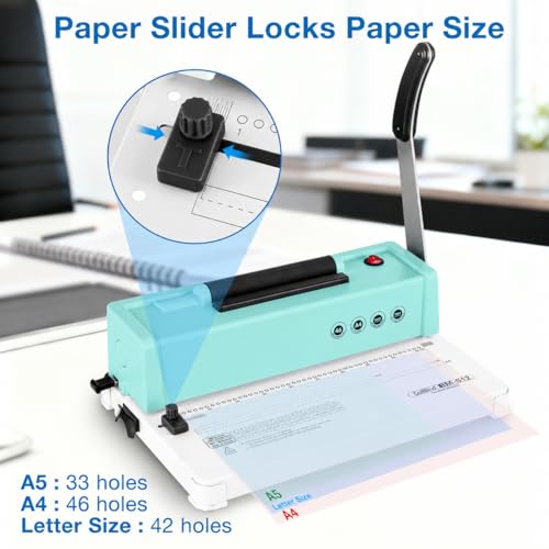 Spiral Coil Binding Machine, 12 Sheets Punch Capacity, Electric Coil Insert, Book Binder Machine for Letter/A4/A5/ Size Paper, with 100pcs 5/16'' Coils & Plier by LumoShine - Used condition - Image 3