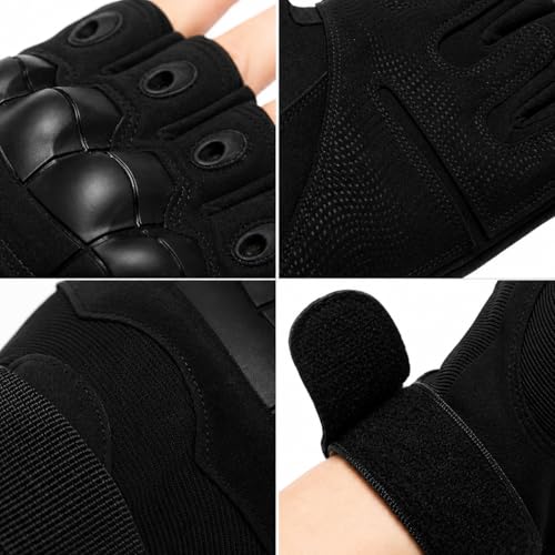 Image of MEBISO Tactical Half Finger Gloves for Men | Nylon Hard Knuckle Sports Gloves for Cycling, Hiking, Camping, Outdoor, Gym, Boxing, Motorcycle Riding, Arm Shooting (Black)