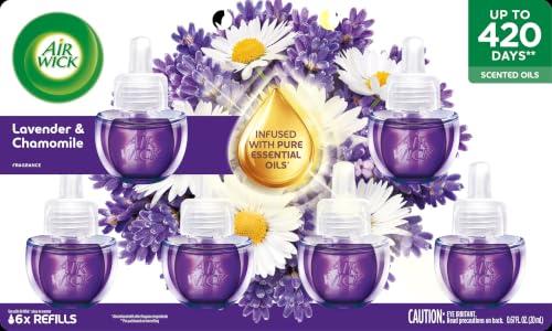 Image of Air Wick Plug-In Scented Oil Refills, 6 Count, Lavender and Chamomile, Air Freshener, Essential Oils