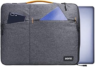 Amazon Brand - Eono Minimalism Laptop Sleeve Case with 2 Compartments Padded Notebook Tablet Carrying Bag for 14 inch Laptop (Black-14inch)
