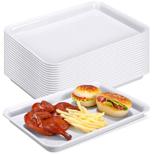 Ziliny 20 Pcs Plastic Trays for Serving Food Bulk,White