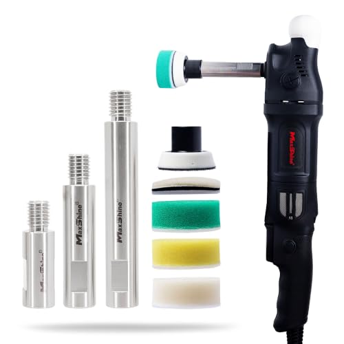 Image of Maxshine Universal Stainless Steel Extension Shaft Set & 2 inch Polishing Kit - 2 inch, 3 inch & 5 inch Polisher Extenders for 5 /8 inch Backing Plates - 8-Piece Rotary Polisher Accessory for Car Polishing & Detailing