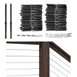 Muzata 40 Pack 1/8' Black Cable Railing Hardware Kit Swage Lag Screws Left and Right Handed Thread for Wood Post T316 Stainless Steel Deck Cable Railing System 20 Pairs CK17