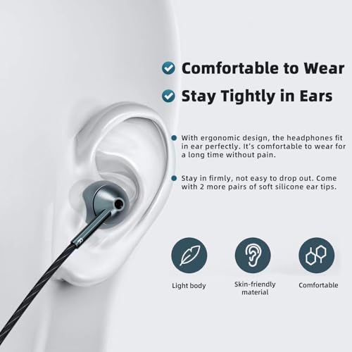 Image of USB-C Wired Earbuds with Microphone, Volume Control, Noise Canceling, Compatible with Samsung Galaxy S24 S23 S22, iPhone 15, Pixel Phones (2Pack-Gray)