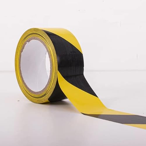 (2 pack) PREMIUM GRADE BRANDED SELF ADHESIVE HAZARD WARNING TAPE Black and Yellow, 50mm (2) x 33m, Strong Adhesive Warning/Caution Tape, Floor Marking Tape