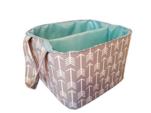 ArtMuseKitsMikash Diaper Storage Caddy by Danha - Portable Diaper Bag and Stacker with Beautiful Gray Arrow Unisex Design - Changing Table Storage Basket and Nappy Caddy