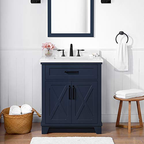 Ove Decors Ollie 30 In. Single Sink Bathroom Vanity In Midnight Blue #TOP2