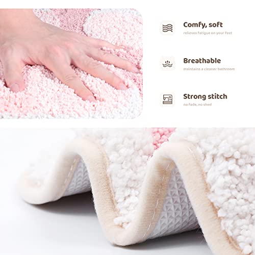 Molesun Cat Paw Bathroom Rug, Plush Microfiber Bath Rug Water Absorbent Non-Slip Bath Mat, Soft Shower Rug Thick Shaggy Floor Mats, Machine Washable, Pink, 19.6" X 24.4" #TOP4