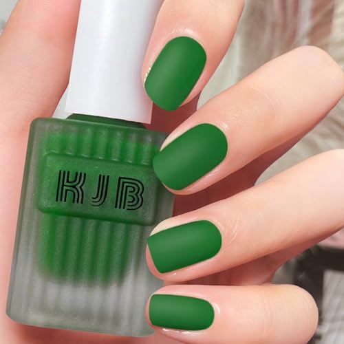Grün Matte Nagellack - Schnelltrocknend & Langanhaltend ungiftige Green Matte Nail Polish - Regulärer Nagellacke Ohne UV-Lampe - Hochwertig Matt Effect für Anfänger DIY Nail Art (Grün, 12ML)
