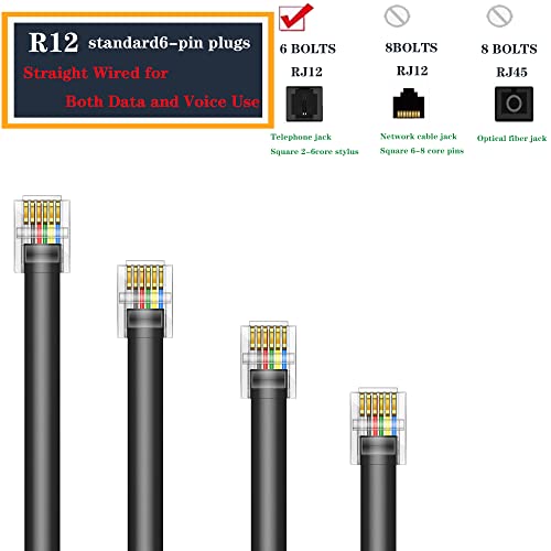 LanSenSu RJ12 Cable Phone Cord RJ12 6P6C Male to Male Straight Wired for Both Data and Voice Use - 2Pack (Black, 3.3FT) by LanSenSu - Image 2