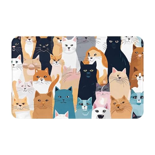 Colourful Cartoon Horses Print Living Room Bathroom Kitchen Anti Slip and Absorbent Carpet, Indoor Entrance Door Muddy Floor Mat, Ultra Soft Washable Carpet 21x31.5 Inches