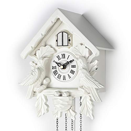 Polaris Clocks Clock with Decorations and Swinging Pendulum (White)