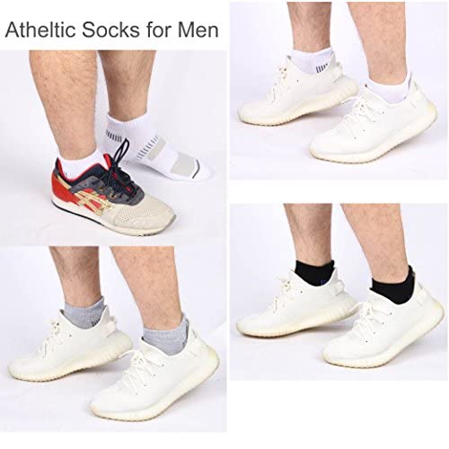 Cooplus Mens Ankle Socks Athletic Cushioned Breathable Low Cut Tab With Arch Support-6 Pairs #TOP4