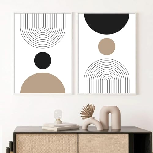 Peinture sur toile de lignes géométriques abstraites déco moderne 35x50cm x 2