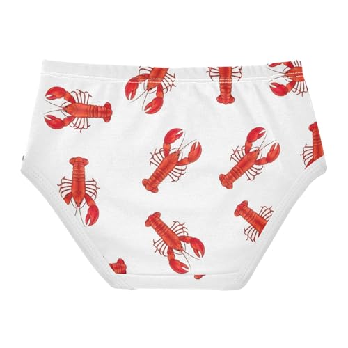 Cotton Toddler Girls Underwear Red Lobsters White Cute Panties Girl Pattern Briefs Kids Undies 2t2