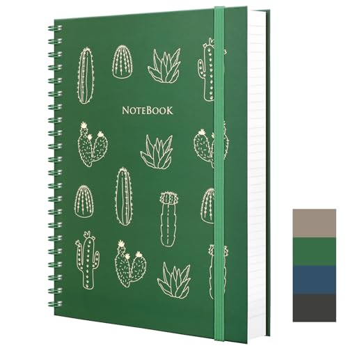 RETTACY A5 Spiral Notizbuch, Hardcover Wirebound Notizbücher, 160 Seiten College Liniertes für das Schreiben, 100gsm dickes Papier, für Frauen Arbeit Schule Zubehör 9,4 x 14,5cm - Dunkelgrün