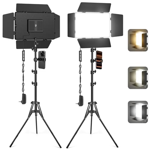 Kewaiaa 2 Pack LED Video Lights with Barndoor