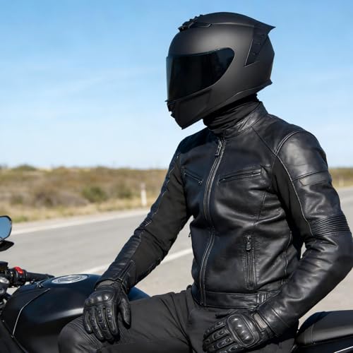 Image of Full Face Motorcycle Helmet,Helmets for Adults Motorcycle, MG611 Motorbike Racing Street Bike Helmets with Black Visor for Men Women,DOT Approved (Matte Black-B+ Mask, XL)