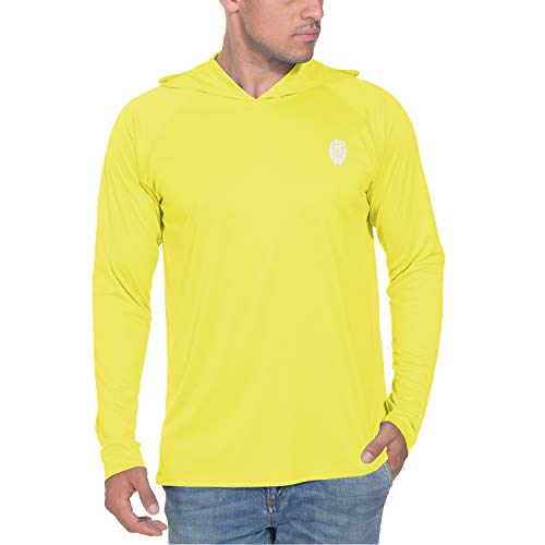 Men SPF Shirts Sun Hoodie Yellow - Thumbnail 2