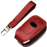 Funda de piel para mando a distancia sin llave para Subaru Forester, Impreza, Outback, WRX, BRZ, Legacy y XV Crosstrek, etc. (A-Red)