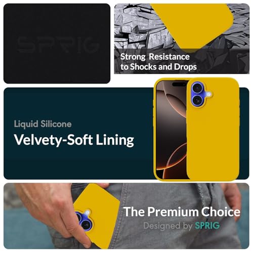 Image of SPRIG Compatible with iPhone 16 Premium SilkTone (Liquid Silicone) Back Cover Drop Tested Shock Proof Mobile Case for Men, Women, Boys and Girls with Camera Protection (Light Gold)