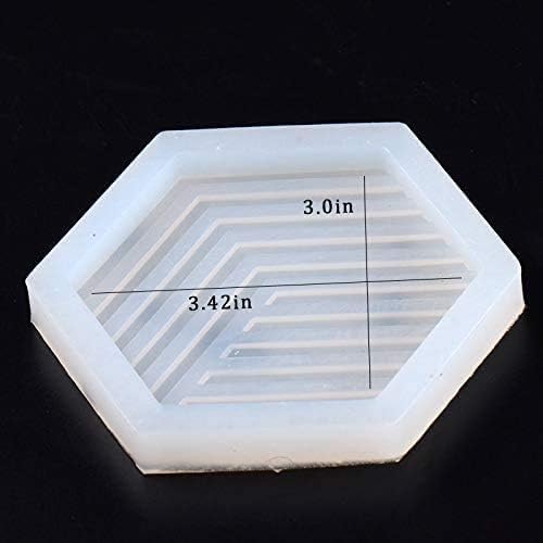 Miniatura 4 de NICOLE Molde de silicona para hormigón Molde de posavasos hexagonal para fundición con cemento y arcilla polimérica