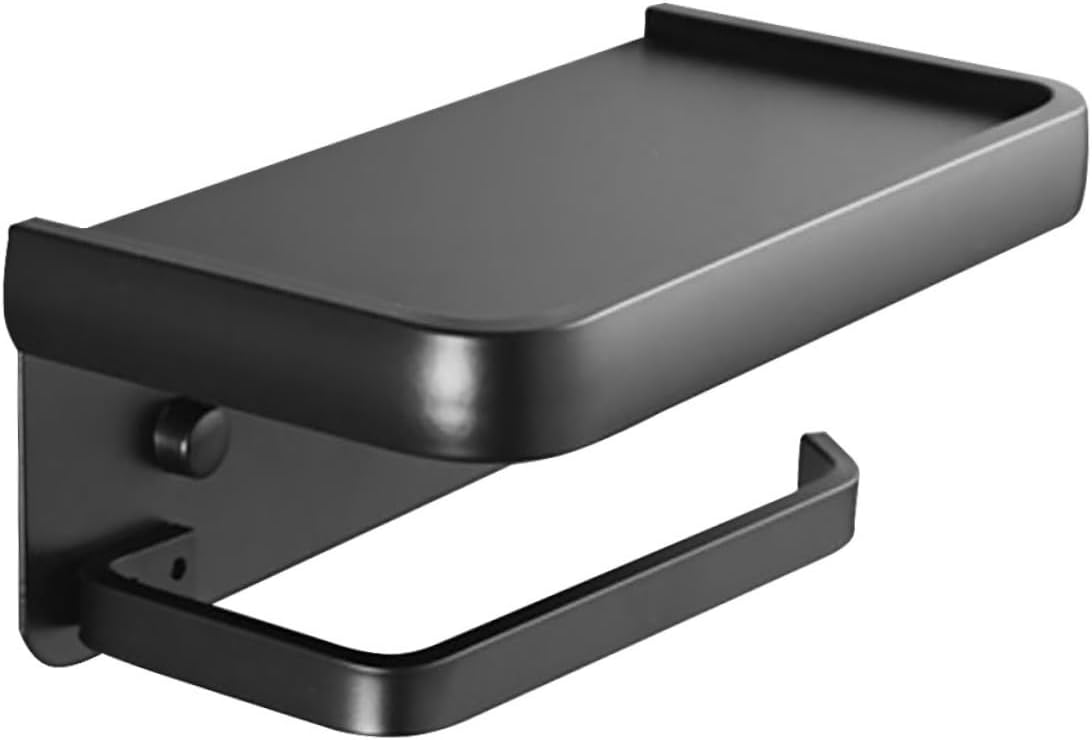 Ciieeo Bathroom Wall Phone Holder Storage Shelf Aluminum Black