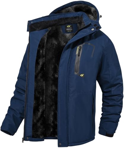 Image of QPNGRP Mens Waterproof Fleece Ski Jacket Windproof Winter Snow Coat