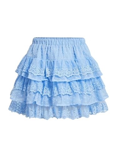 Amazon.com: Milumia Women Cute Tiered Ruffle Lace Mini Skirt High