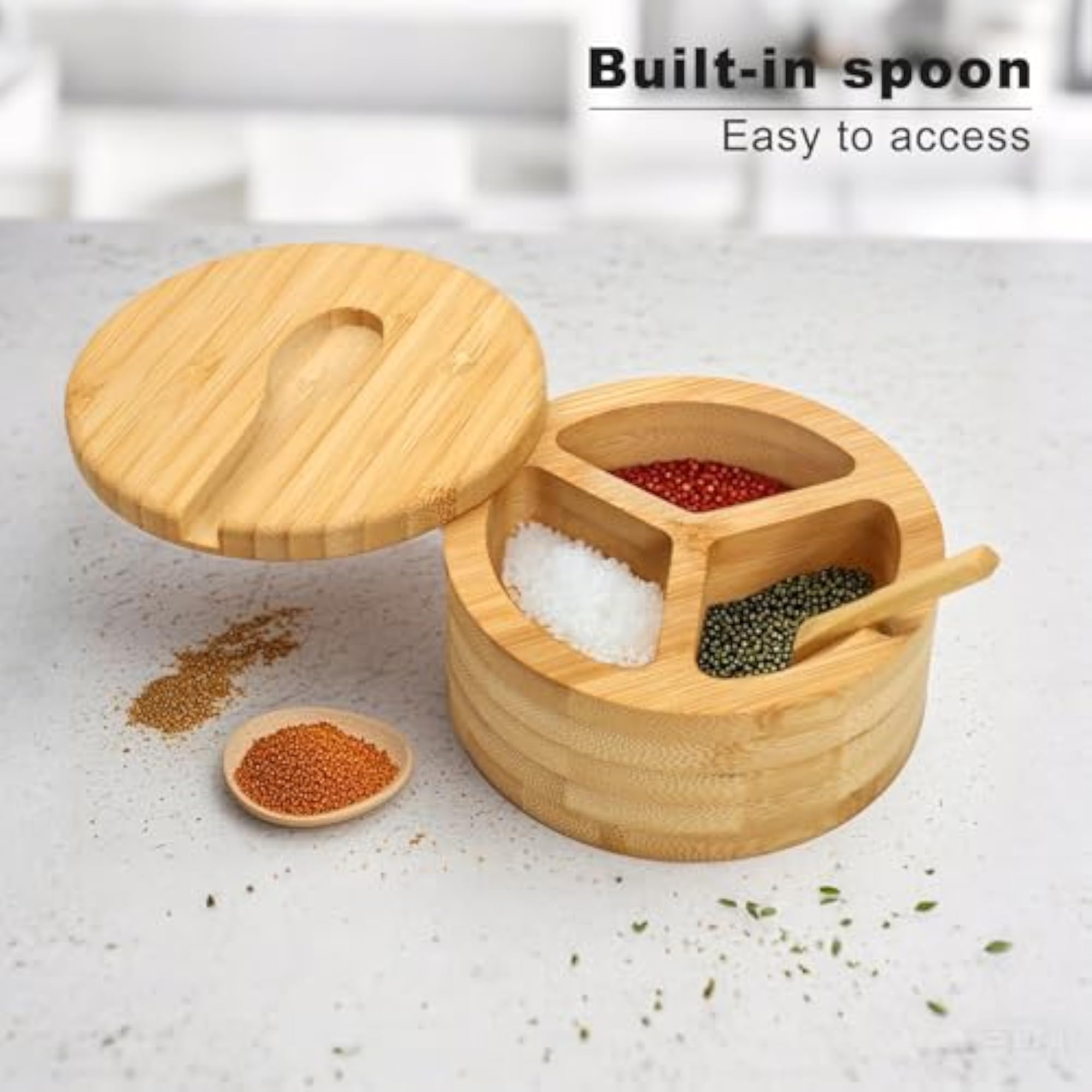 Swivel Magnetic Salt Cellar with Lid and Spoon Holder