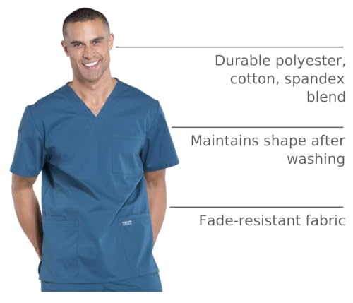 Image of Cherokee WW Professionals Men's V-Neck Scrub Top 4 Pockets Medical Shirt