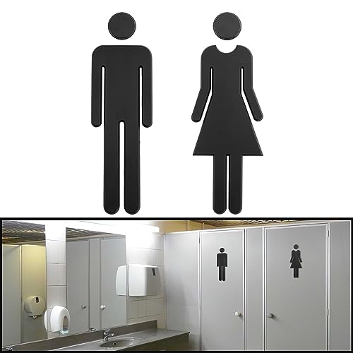 Dreamark placa WC baño 1 par porta placa letrero inodoro pegatinas señalización símbolo hombre y mujer negro 12 cm