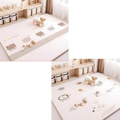 LZTET Tapete De Atividades Bebé,Alfombra Juegos para Bebé,Tapete Muy Acolchado,Reversible Y Plegable,Tapete Actividades,Olchoneta NiñOs En El Suelo,para PequeñOs BebéS(180 * 200 * 2cm,F)