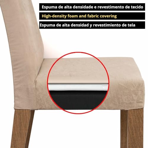 Image of Madesa 4 Seater Dining Set Rectangular Table Top Sturdy Wooden with Cushioned Seats 160 Cm for Dining Room and Kitchen - Brown /Cream
