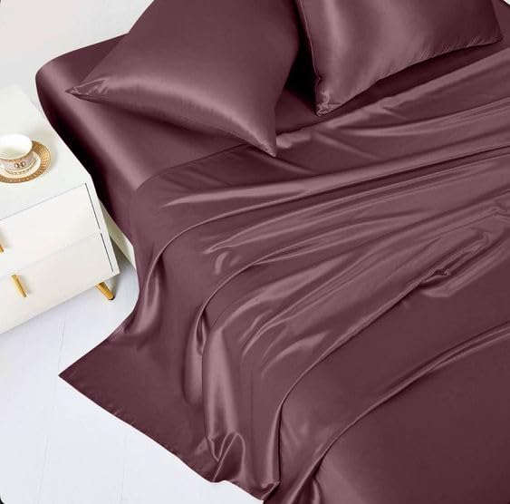 Sanoor Mulberry Satin Silk Pillowcase for Hair and Skin - Soft Breathable Smooth Both Sided Silk Pillow Cover Pair - Standard Size 50x75cm, 2pc (Nostalgic Rose, Standard)