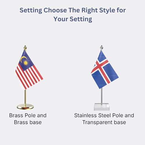 Image of The Flag Company Country Table Flag Single Stainless Steel Stand for Home and Office Desk,Conference (India)