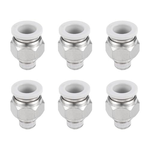 sourcing map 6 Pcs Pneumatic Fitting, PC10-01 10mm Tube OD x 1/8 Inch PT Push to Connect Pneumatic Tube Fittings, Straig