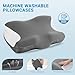 Elviros Cervical Neck Pillow for Neck Pain Relief, CPAP Pillow for Side, Back & Stomach Sleepers, Ergonomic Orthopedic Pillow for CPAP Users to Reduce Air Leaks and Mask Pressure, Dark Grey