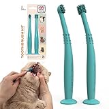 Picture of PAWINTOWN Soft Cat Toothbrush Set – Suitable for Dogs – Food Grade Silicone – Dental Care, Teeth Cleaning, Tooth Brushing Kit (Tropical Teal)