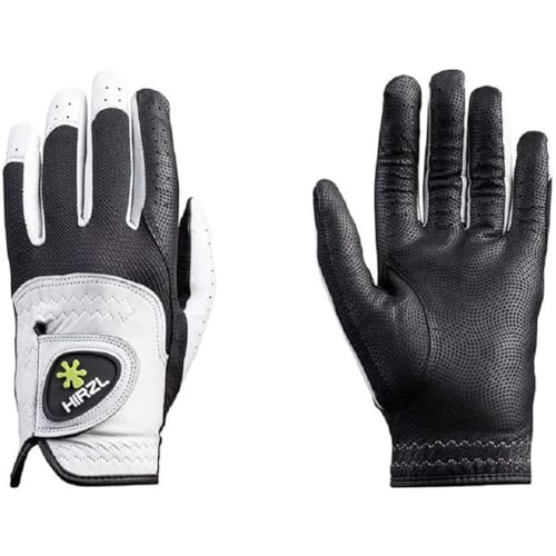 HIRZL Trust Control 2.0 Ladies Golf Gloves, All Weather Womens Golf Glove (White/Black) | Kangaroo Leather Palm | Cabretta Leather Backhand | Trusted by Pros | Ultimate Grip, Small, Worn on Left Hand