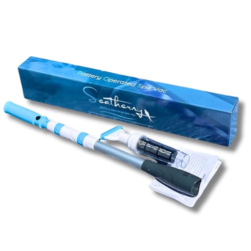 Seatherny Battery Operated Spa Vac – Cordless Hot Tub Cleaner Vacuum | Handheld Pool Hoover Vacuum for Small Pools, Inflatable Jacuzzis & Spas | Powerful Hot Tub Vacuum Cleaner