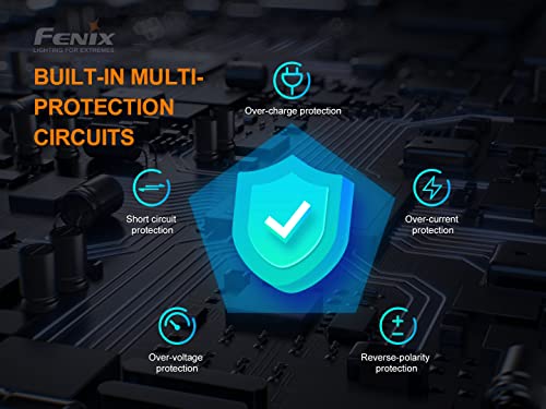 Fenix Are-X1 v2.0, USB-C-Akku-Ladegerät für 18650, 21700 und 26650 Li-Ionen-Akkus, Powerbank-Funktionalität, Multi-Schutz-Schaltungen