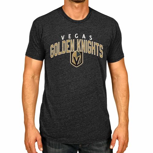 Wright & Ditson NHL Adult Powerplay Heathered Unisex T-Shirt - 100% Cotton - Tagless and Comfortable (Las Vegas Golden Knights - Black Heather, X-Large)