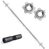 FHISD Gewichtheber-Langhantel, 47,2/59 Hantelstange mit Zwei Manschetten Hält 25 mm/1 Platten für Powerlifting Krafttraining Home Gym und Cardio-Übungen Squat Rack