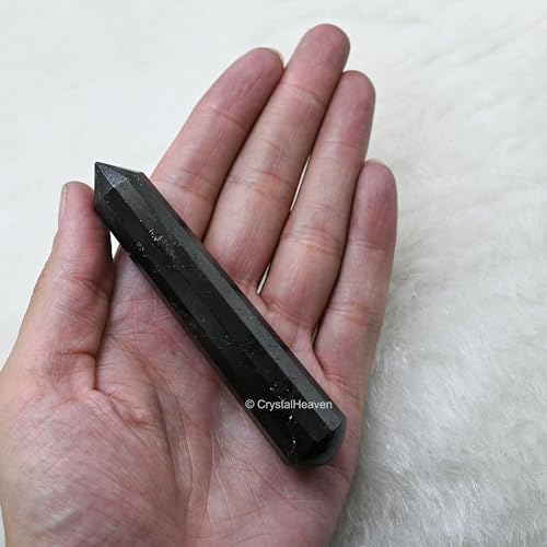 Image of Black Tourmaline Crystal Wand - Pointed Crystal Wand for Energy Healing, Chakra Balancing, Meditation and Home Decor - Crystals and Healing Stones for Gift