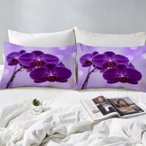 Housse de couette 140x200 orchidée violette en microfibre avec taies - 4
